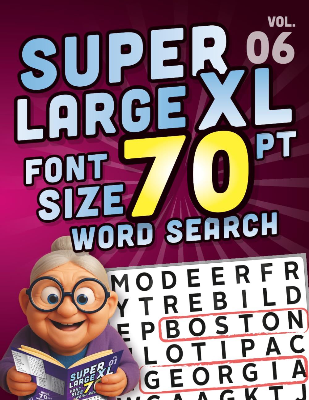 SUPER LARGE XL FONT SIZE 70 pt WORD SEARCH 6: Huge Print Puzzle Book with Giant Letters for the Visually Impaired and Seniors (Themed Superlarge XL 70 pt WordSearch puzzles)