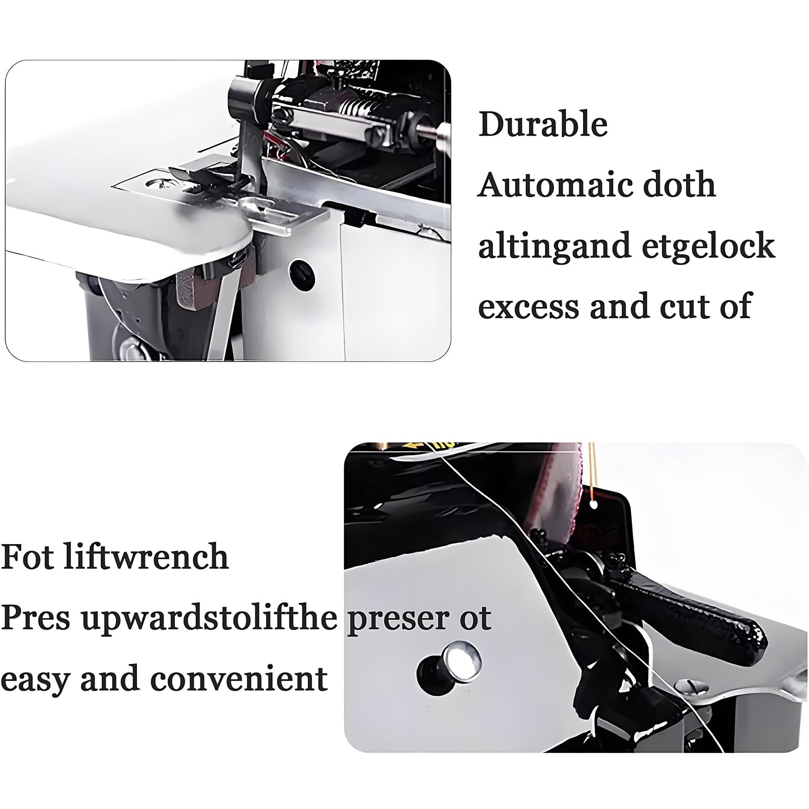 Overlocker Serger Machine, 3-4 nici przemysłowe, regulowana długość ściegu, wytrzymała tkanina, z akcesoriami do wykańczania szwów i obszywania