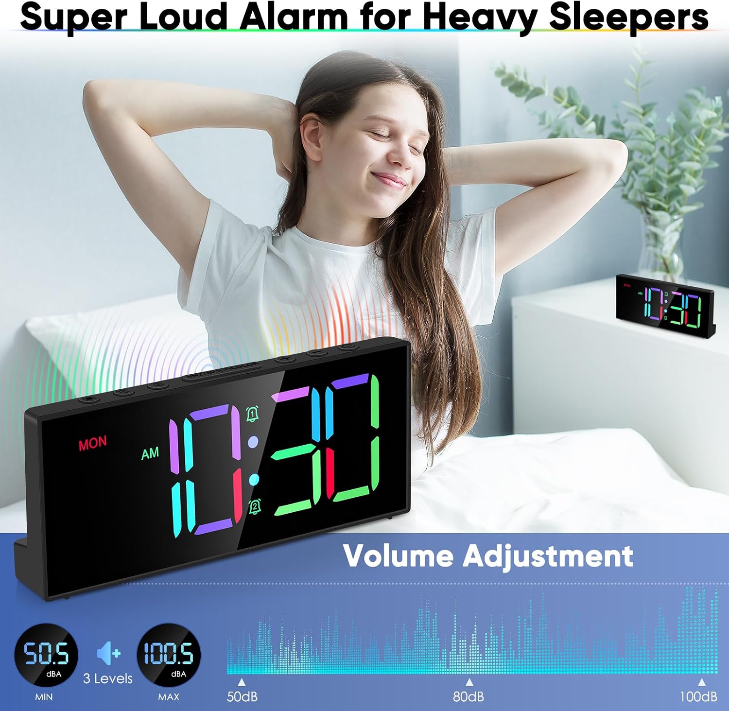 Loud Alarm Clocks for Bedrooms,Digital Clocks with Large Numbers,Desk Clock image 4