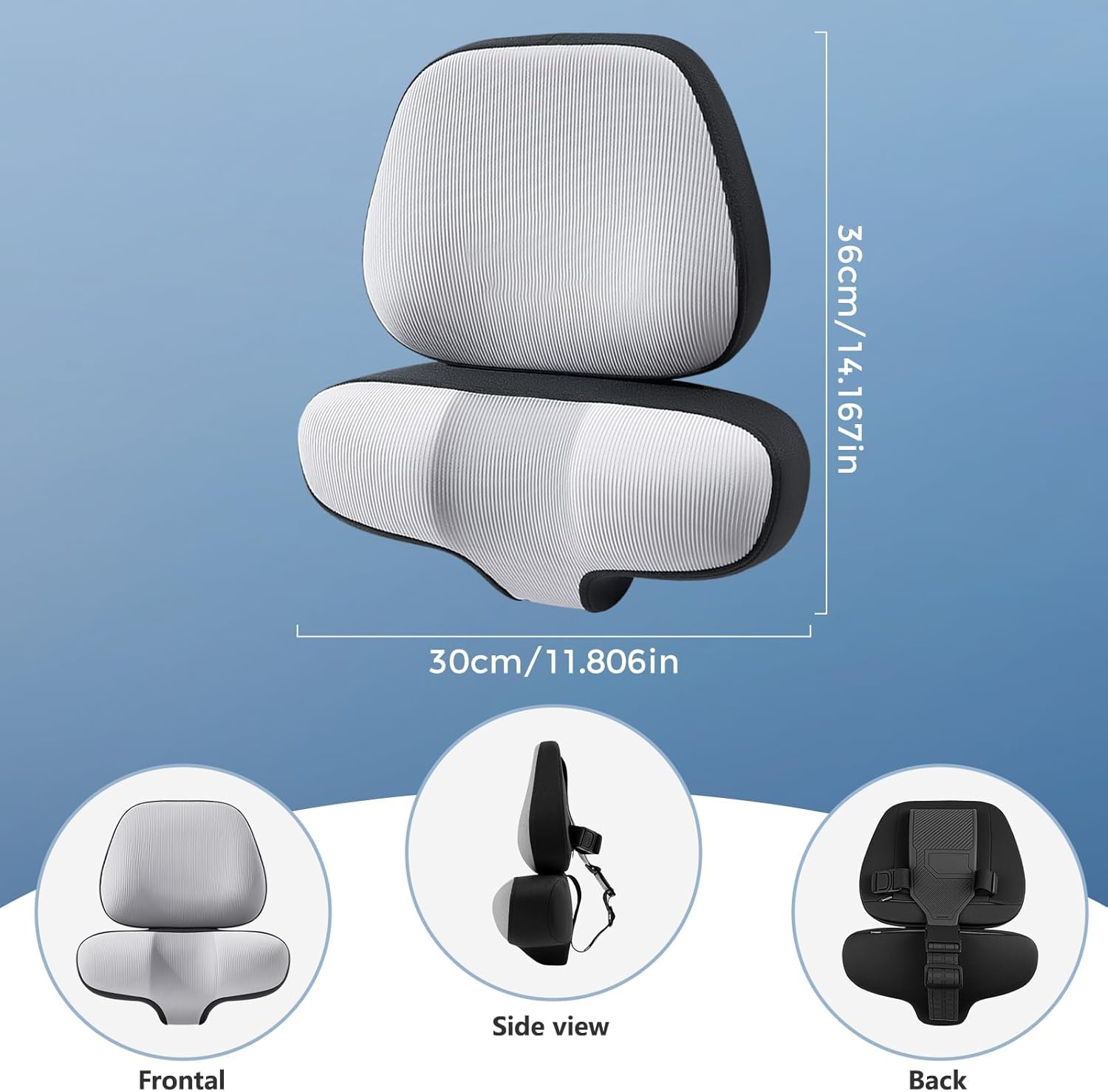 BEBAS Car Headrest Pillow for Neck Support/Ergonomic Memory Foam with Double Adjustable Strap/Breathable Removable Car Neck Pillow for Pain Relief/Universal Fit Head Rest Travel - Image 2