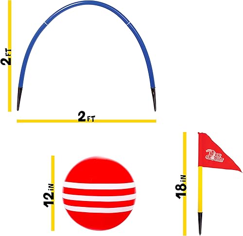 Miniatura 8 de Franklin Sports Juego de croquet para patadas, perfecto para niños y adultos, combina fútbol y croquet, ideal para jugar al aire libre