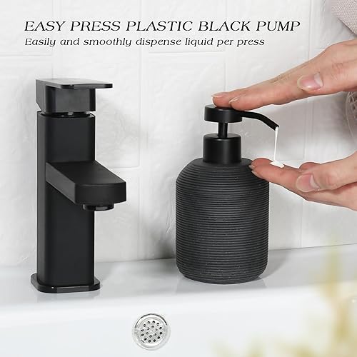 Miniatura 4 de Dispensador de jabón de manos negro, dispensador de jabón negro mate para baño, paquete de 2, dispensador de jabón y loción de resina de 12 onzas