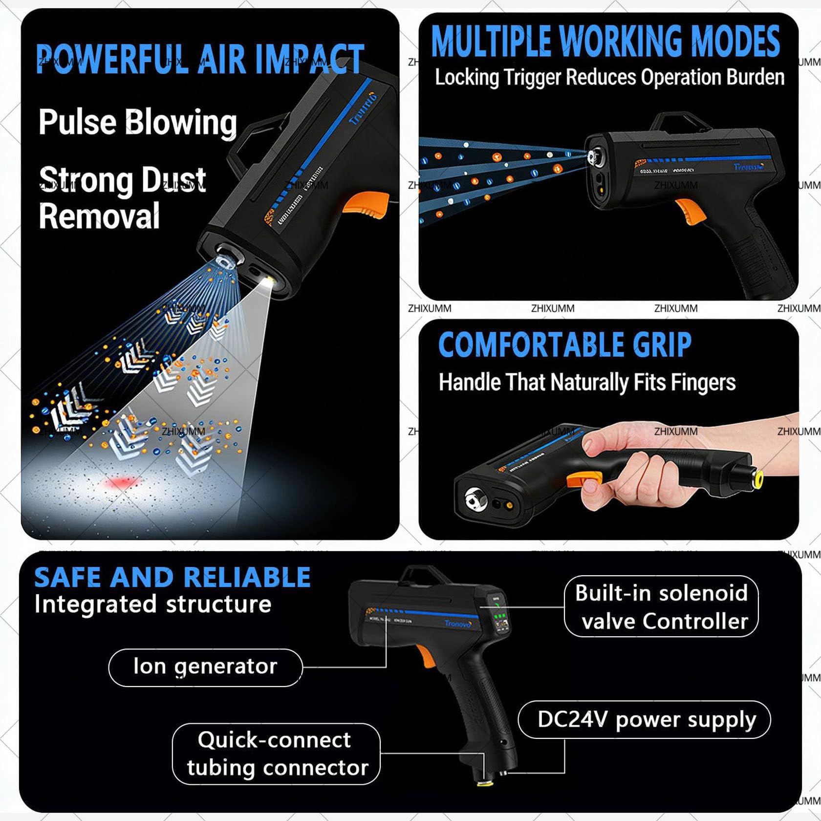 Pistola De Aire Ionizante Mejorada, Eliminador De Electricidad EstáTica De 24 V, Pistola AntiestáTica Y Luz De DeteccióN De Polvo Para La EliminacióN De EstáTica En Entornos Industriales. EconomyTyp