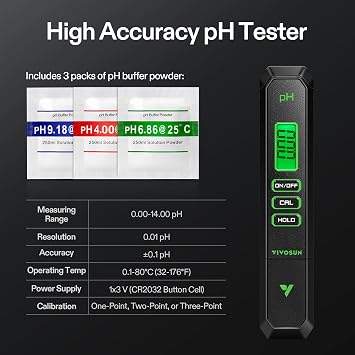 VIVOSUN Digital pH Meter, 3-in-1 TDS/EC/Temperature Meter, 3-in-1 Soil Moisture/pH/Light Tester Combo for Home, Garden and Hydroponics