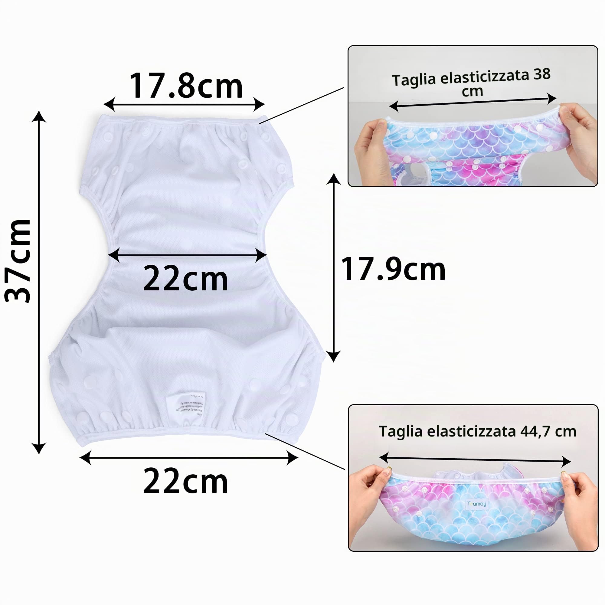 Teamoy Pannolini da Bagno Riutilizzabili Confezione da 2, Costume Regolabili Lavabili per Neonati Ragazze