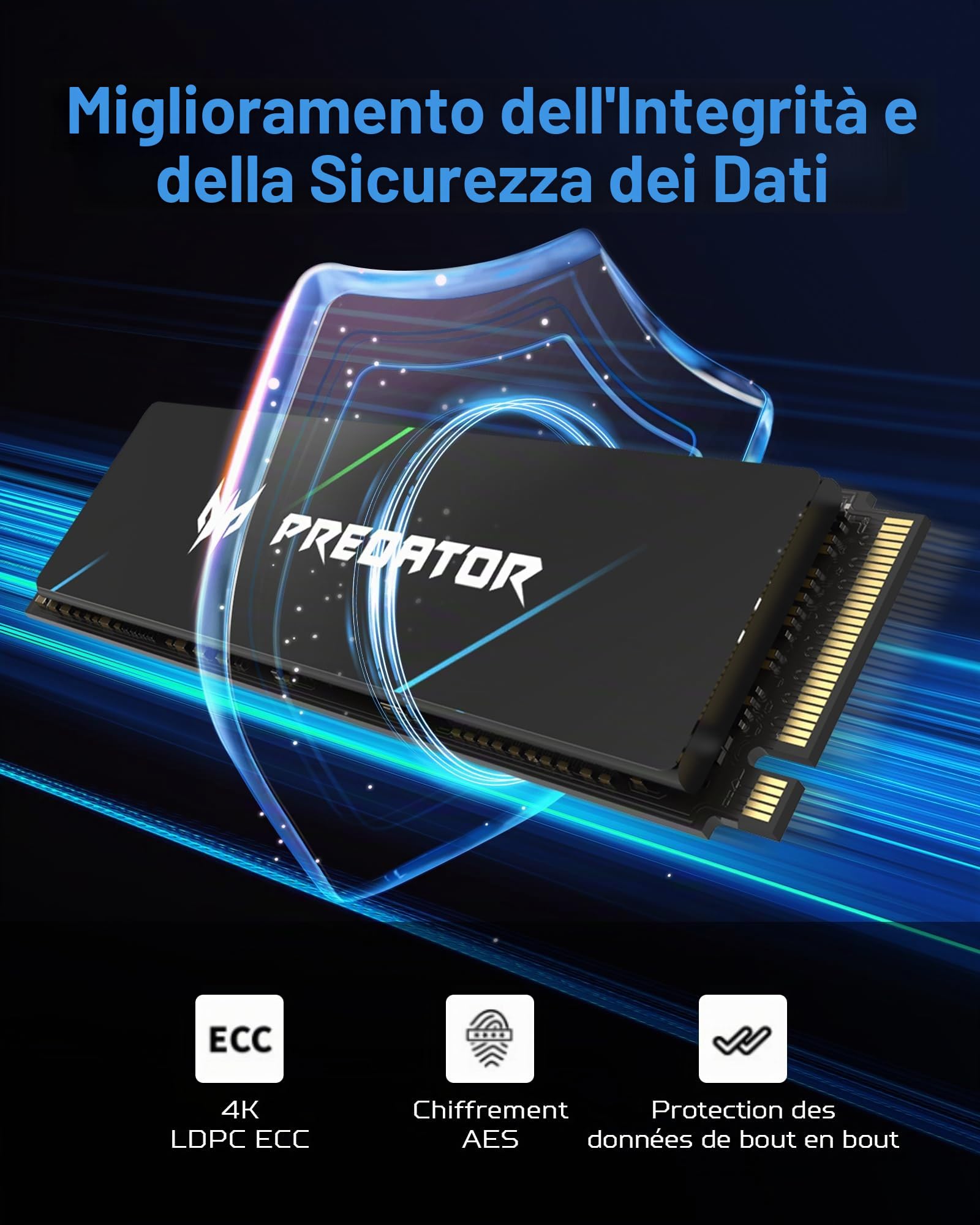 Acer Predator GM7000 Unità SSD interna da 2 TB: M.2 2280 PCIe NVMe Gen4x4 con cache DRAM, fino a 7400 MB/s di riproduzione, SSD interno per laptop e desktop, compatibile PS5