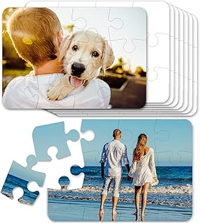 8 Sets Blank White Jigsaw Puzzles Rectangle Sublimation Puzzles Blank Puzzles DIY Custom Puzzle for Heat Press Thermal Transfer (A5-12)