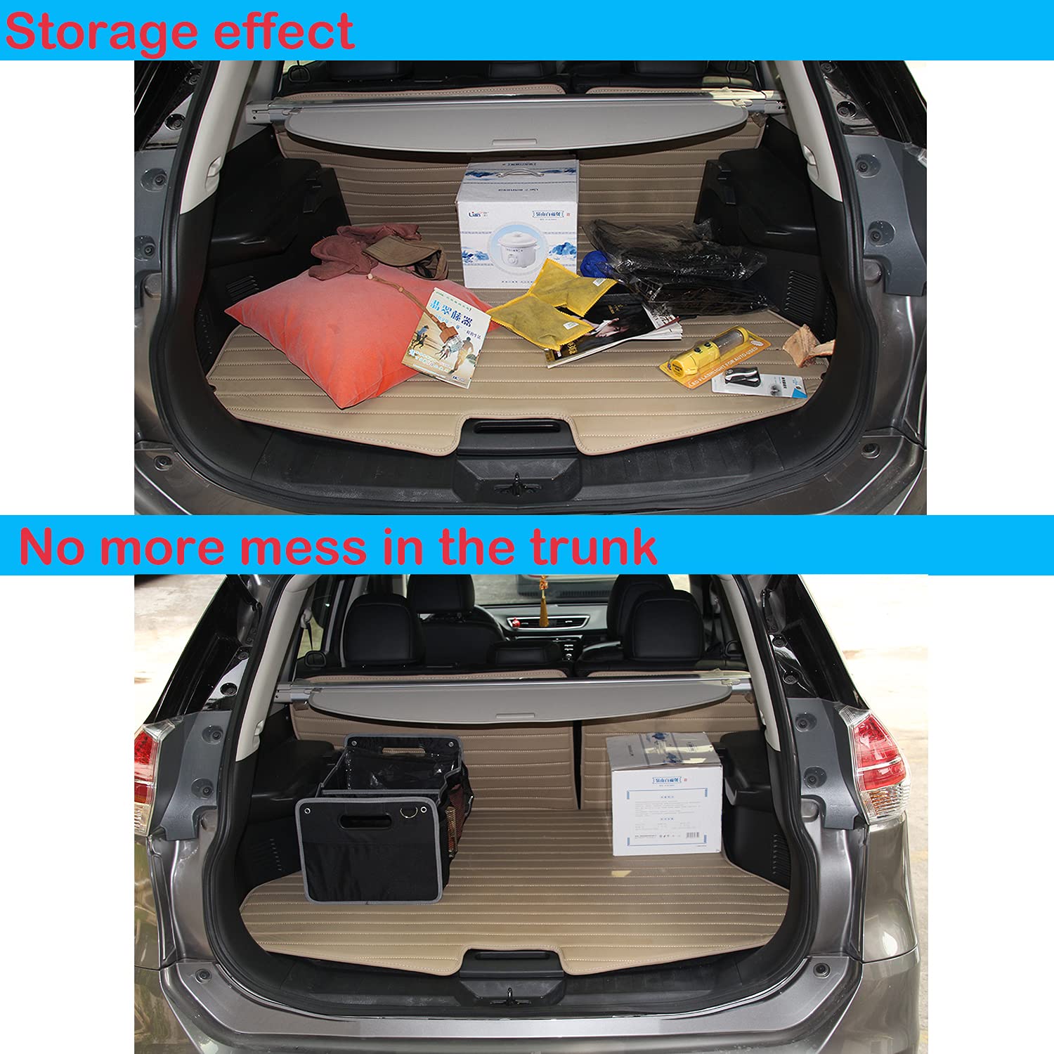 CHEAYAR Car Trunk Organizer,Adjustable Securing Straps, Collapsible Multi Compartment Car Organizer for Trucks, Cars, SUVs and Groceries -Universal.