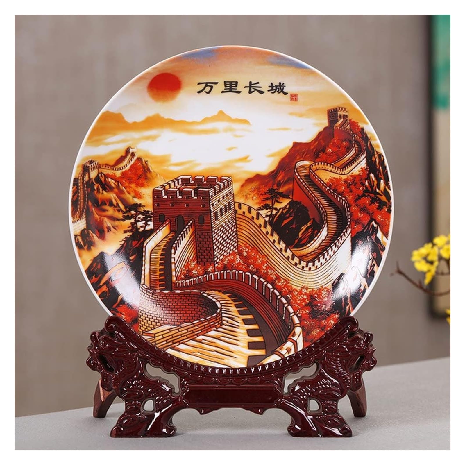 Dekoracyjny talerz do zawieszenia Dekoracyjny ceramiczny talerz do zawieszania, dekoracyjny Cera 26cm chiński wzór wielkiego muru ceramiczny talerz ozdobny talerz dekoracyjny wiszący talerz