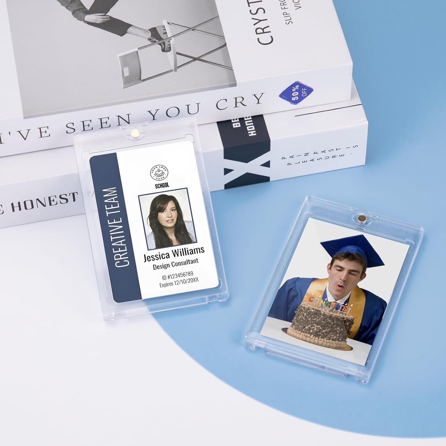 WISYOK 8 Pcs Magnetic Card Holder, 35pt Ultra Pro One Touch Card Holder, UV Card Protectors Hard Plastic for Sports Cards, Magnet Case, Trading Card Display