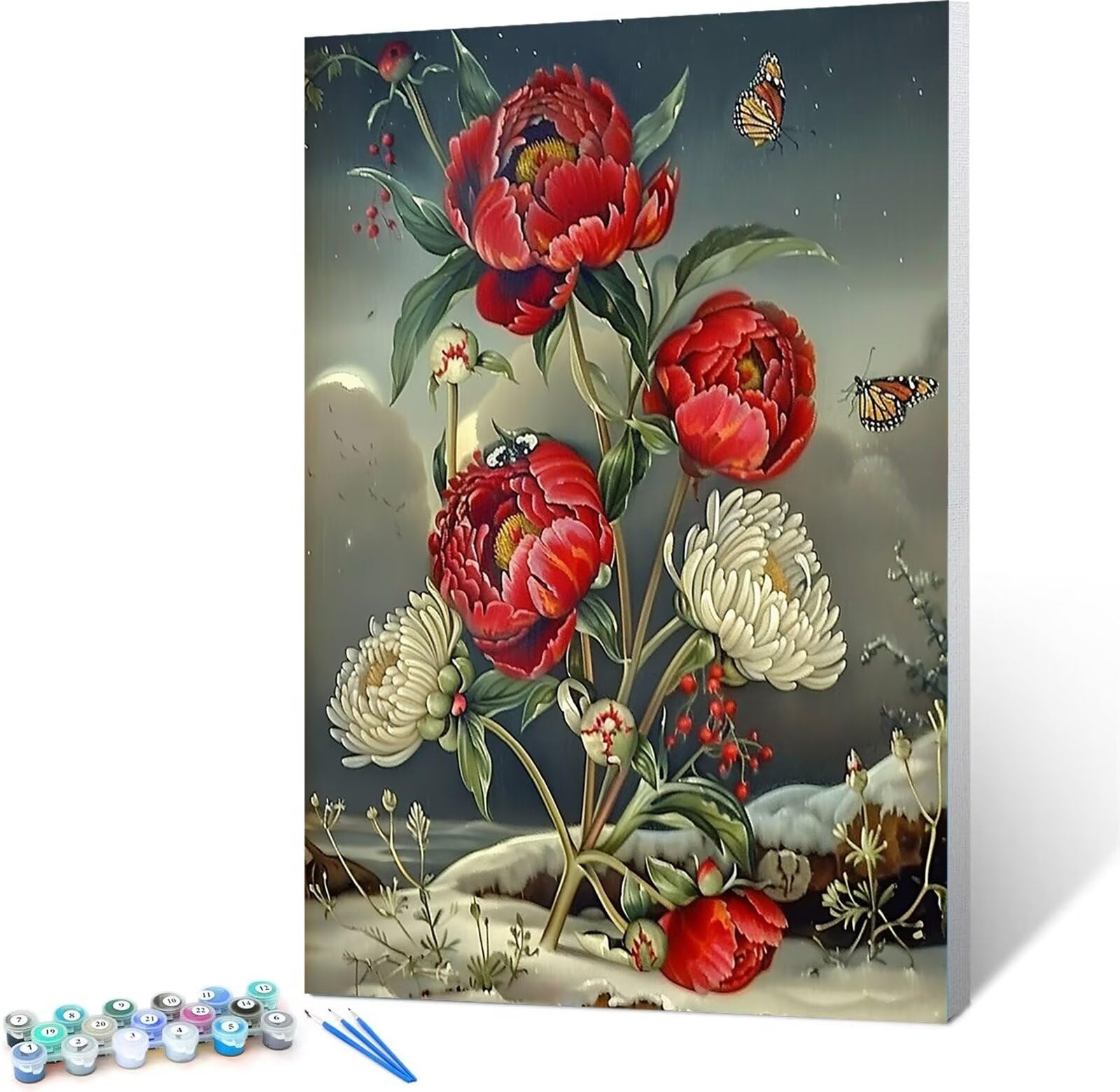 Peepezo DIY Malen nach Zahlen Erwachsene Blumen Erwachsene Malen nach Zahlen Kits auf Leinwand Dramatisch Malen nach Zahlen Kunsthandwerk Geschenk für Home Wall Deco 60x80cm (mit Rahmen)