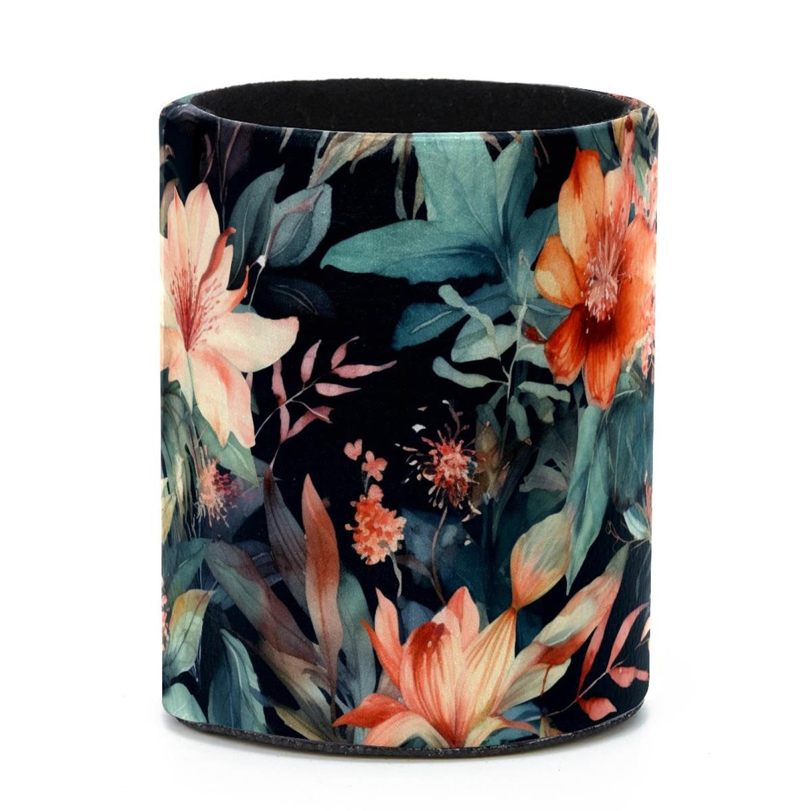 VAPOKF Round Pencil Holders for Desk, Flowers Pen Holders Pen Pot Makeup Brushes Storage Desktop Stationery Supplies Organiser for Home Office