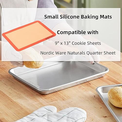 Miniatura 3 de AMYONE Tapete de silicona para hornear de un cuarto de hoja, 2 alfombrillas antiadherentes de silicona para hornear de 9 x 13 pulgadas, forros