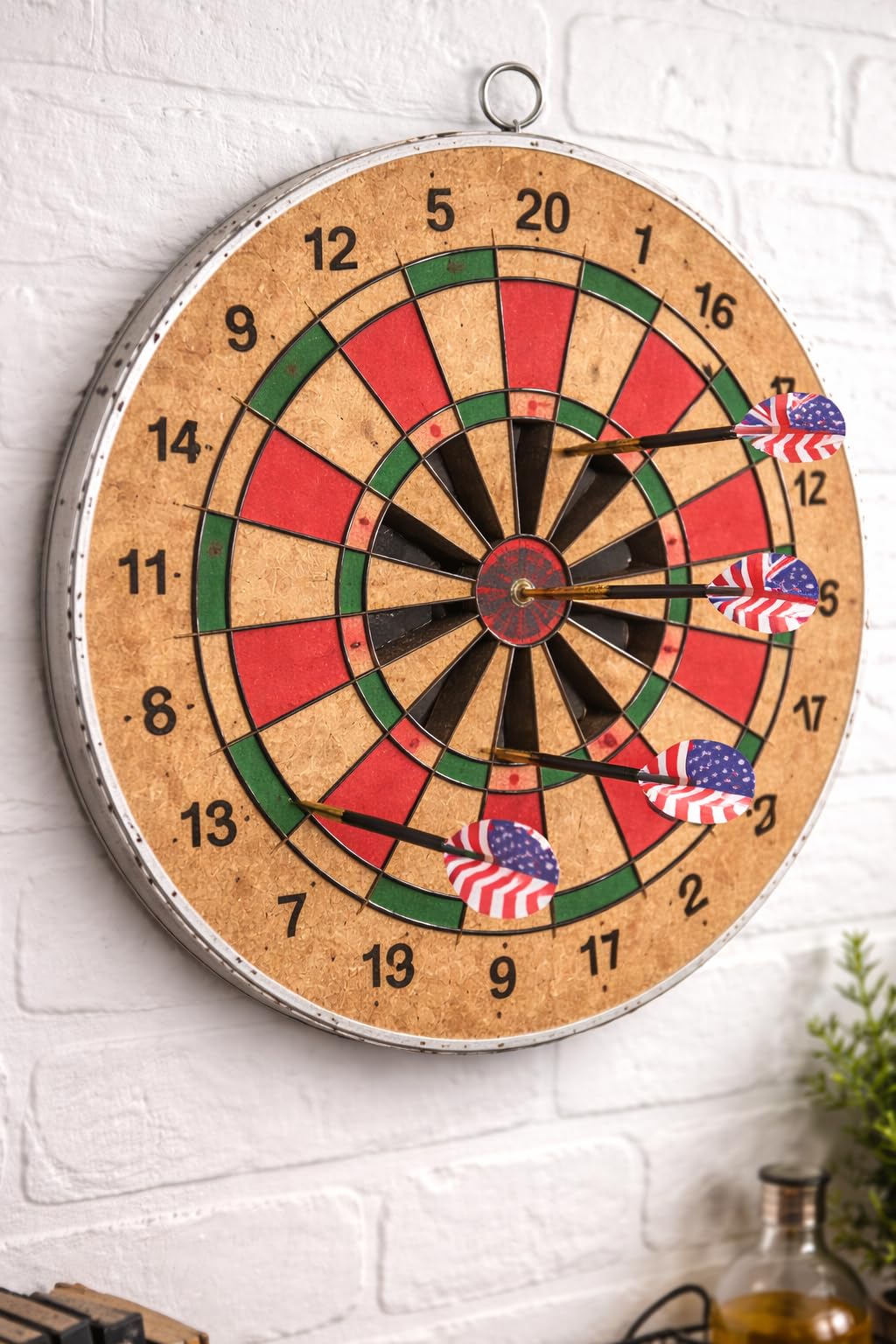Leosportz Dart Board 14 Inches | Double-Sided Wooden Dartboard with Cork Surface | Steel Tip Darts Included | Indoor & Outdoor Dart Game for Kids & Adults (Wodden Board, 14 inch) 2