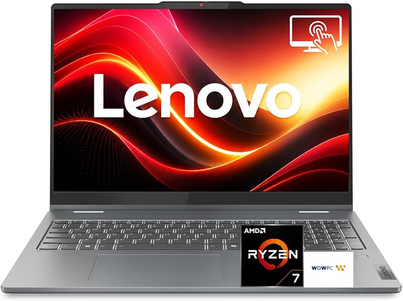 Laptop Convertible IdeaPad 5 2 en 1, Procesador AMD Ryzen 7 8845HS, Pantalla táctil WUXGA IPS de 16", 16GB DDR5 RAM, 512GB SSD, Lector de Huellas Dactilares, Teclas retroiluminadas, Wi-Fi 6, Windows 11 Home, WOWPC USB