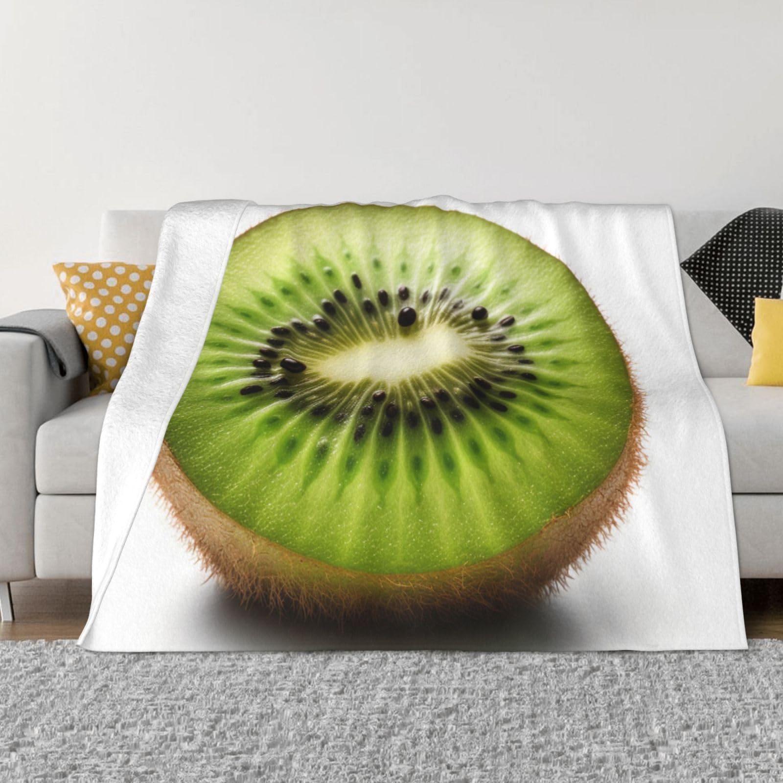 Couverture pour salon vert kiwi plaid doux pour soirées cocooning