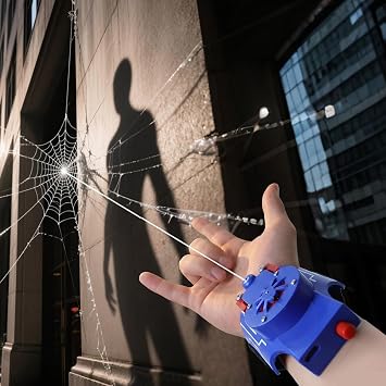 Spider Web Shooters, Web Launcher with Gloves, Realistic Web-Slinging Action Safe and Fun Superhero Toy for Men and Kids - Blue