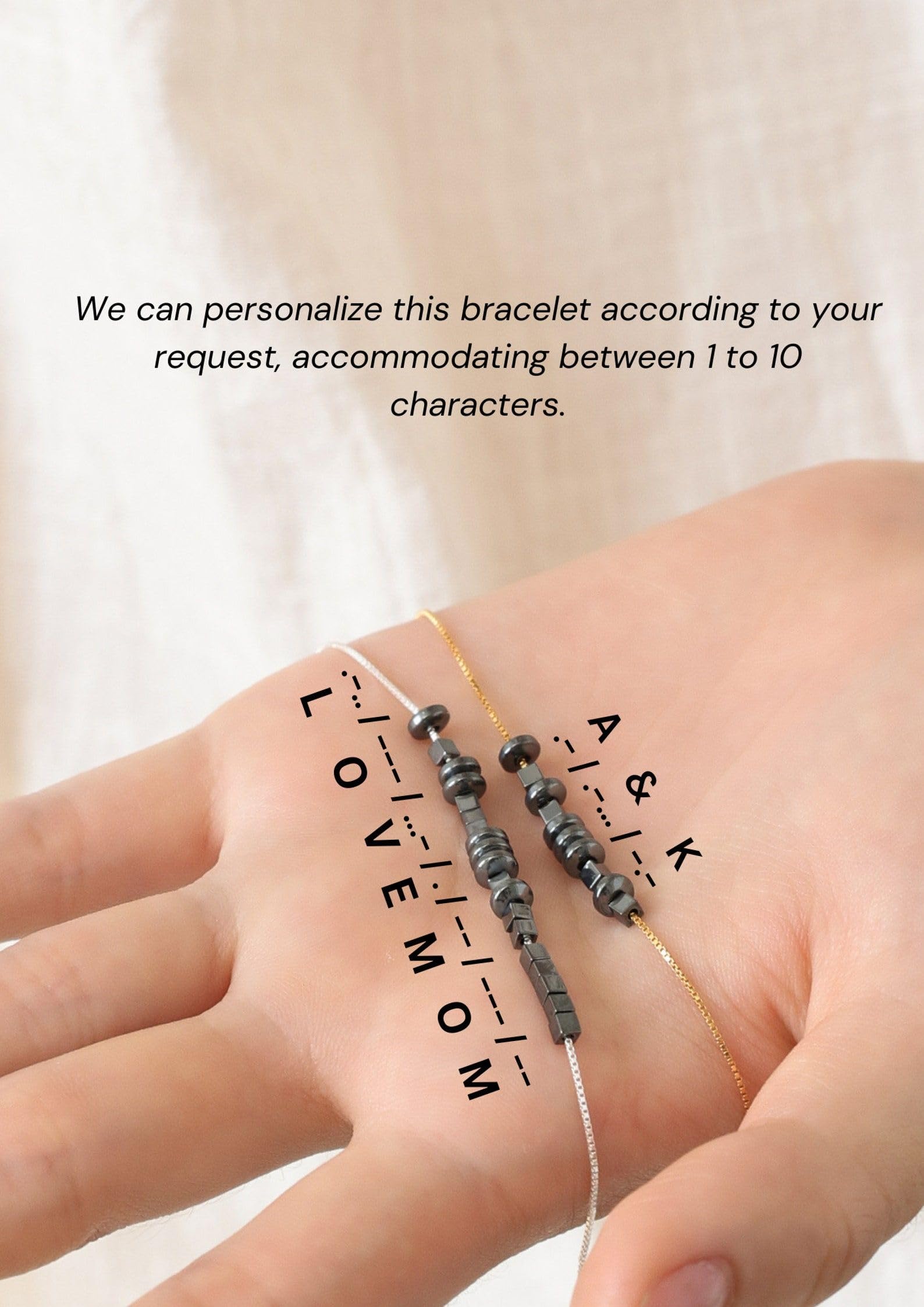 Pulsera de Código de Morse Personalizada con Piedra Obsidiana plata de ley 925 Te amo Código de Morse Personalizado de Mensajes Ocultos Joyería Pulsera