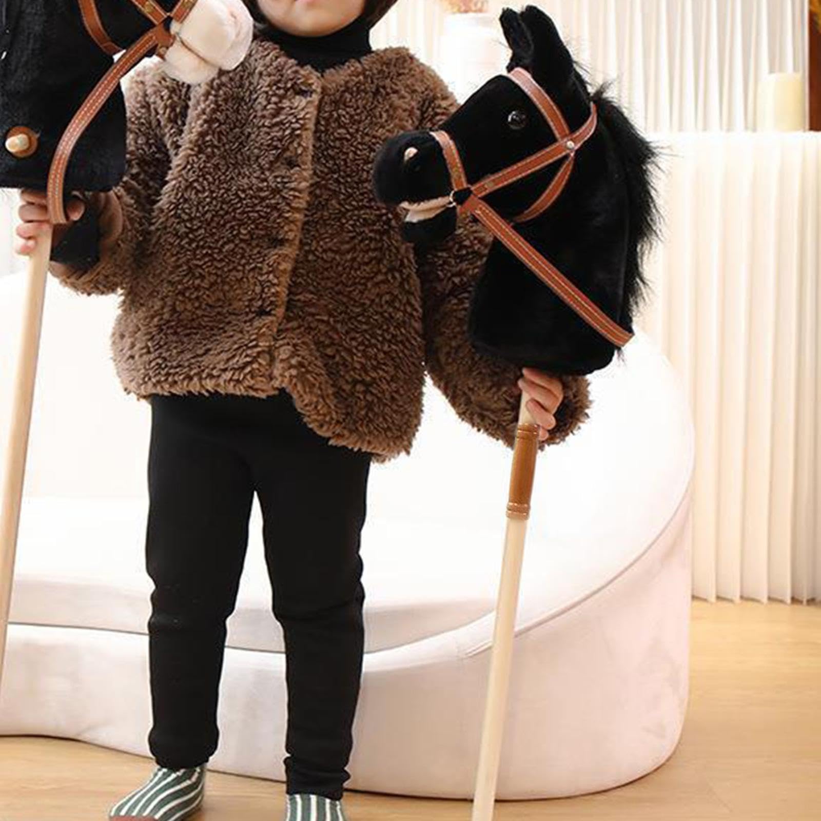 Caballo De Madera De Peluche Con Sonidos Realistas – Juguete De Equilibrio Para Niños, 90 Cm De Largo, Ideal Para Regalos De Cumpleaños Y Vacaciones