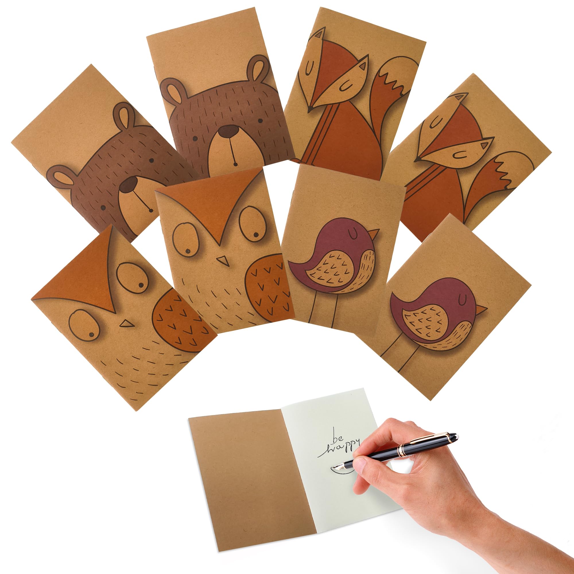 QACUU 8 Pieces Animal Series Pocket Notebook Set, Cute Small Notebooks Pocket Size with Blank Pages, Mini Writing Note Books for Travel Journaling and Daily Memo, Animal Pattern Mini Notebooks
