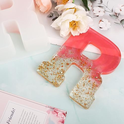 Miniatura 5 de Gartful Moldes de letras grandes de 7 pulgadas para resina  R, molde de resina epoxi del alfabeto mayúscula de silicona, moldes de letras de resina