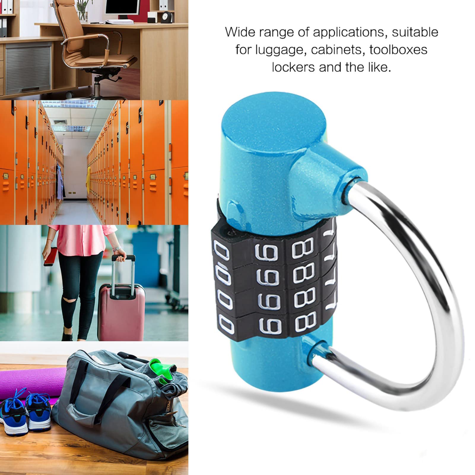 glockerページ Gym Locker Lock, 4 Dial Digit Code Combination Padlock, Zinc