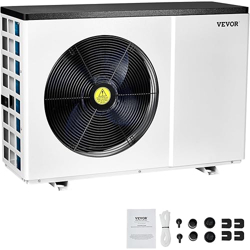 VEVOR Electric Pool Heat Pump, 51,200 BTU, Fits 7,926-15,851 Gallon Above & In-Ground Pools, Low Noise Heating & Cooling, Energy-Saving Water Heater AC208-230V 60Hz