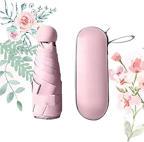 Guarda-Chuva Mini Dobrável Portátil de Bolso com Cápsula – Leve, Compacto, Resistente, Proteção UV para Sol e Chuva