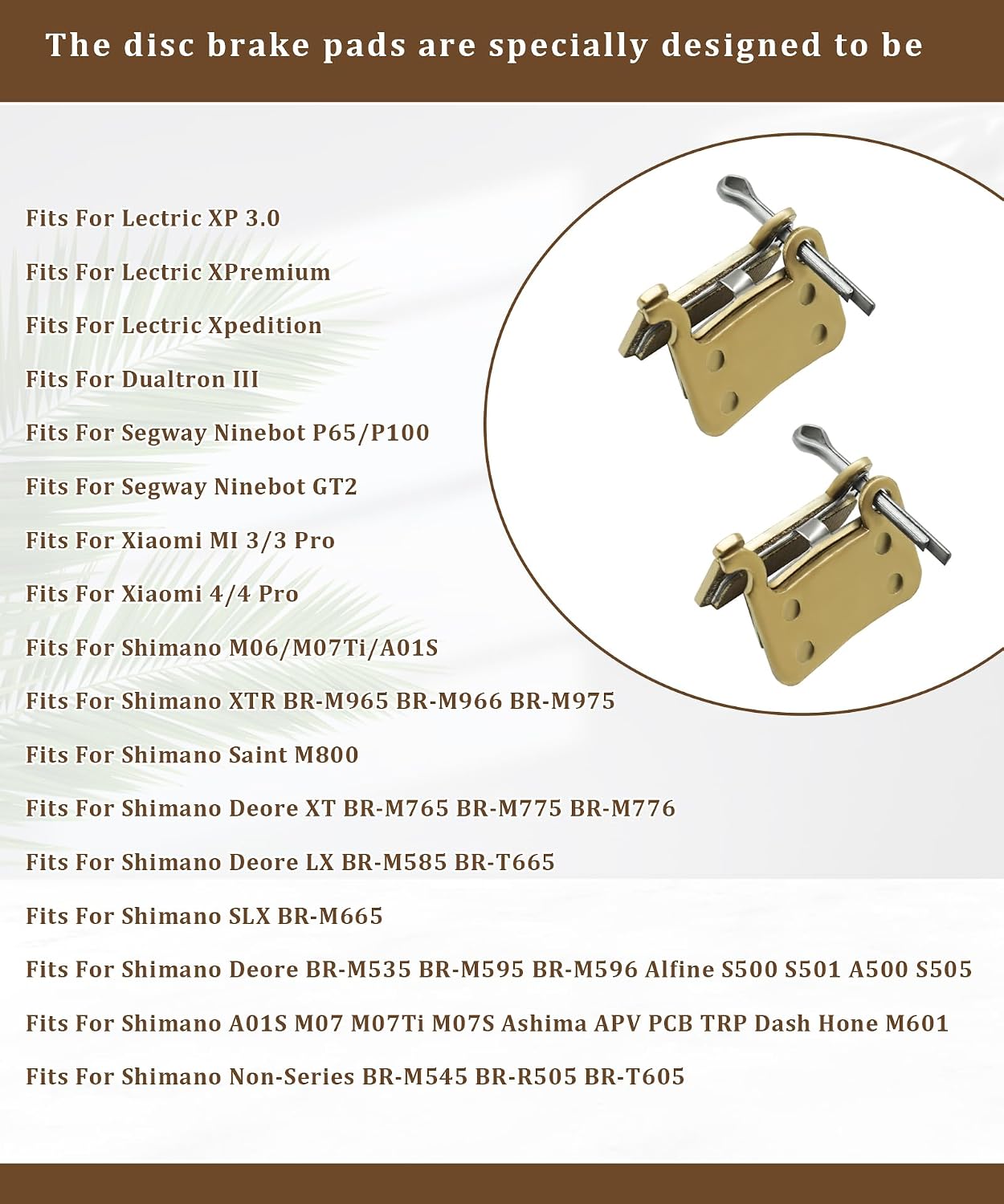 2PCS Front & Rear Disc Brake Pads Compatible with Lectric XP3.0/Xpedition/XPremium, Shimano M06 Electric Dirt Bike, Fits for Xiaomi MI 3/3 Pro/MI 4/4 Pro Ebike Accessories
