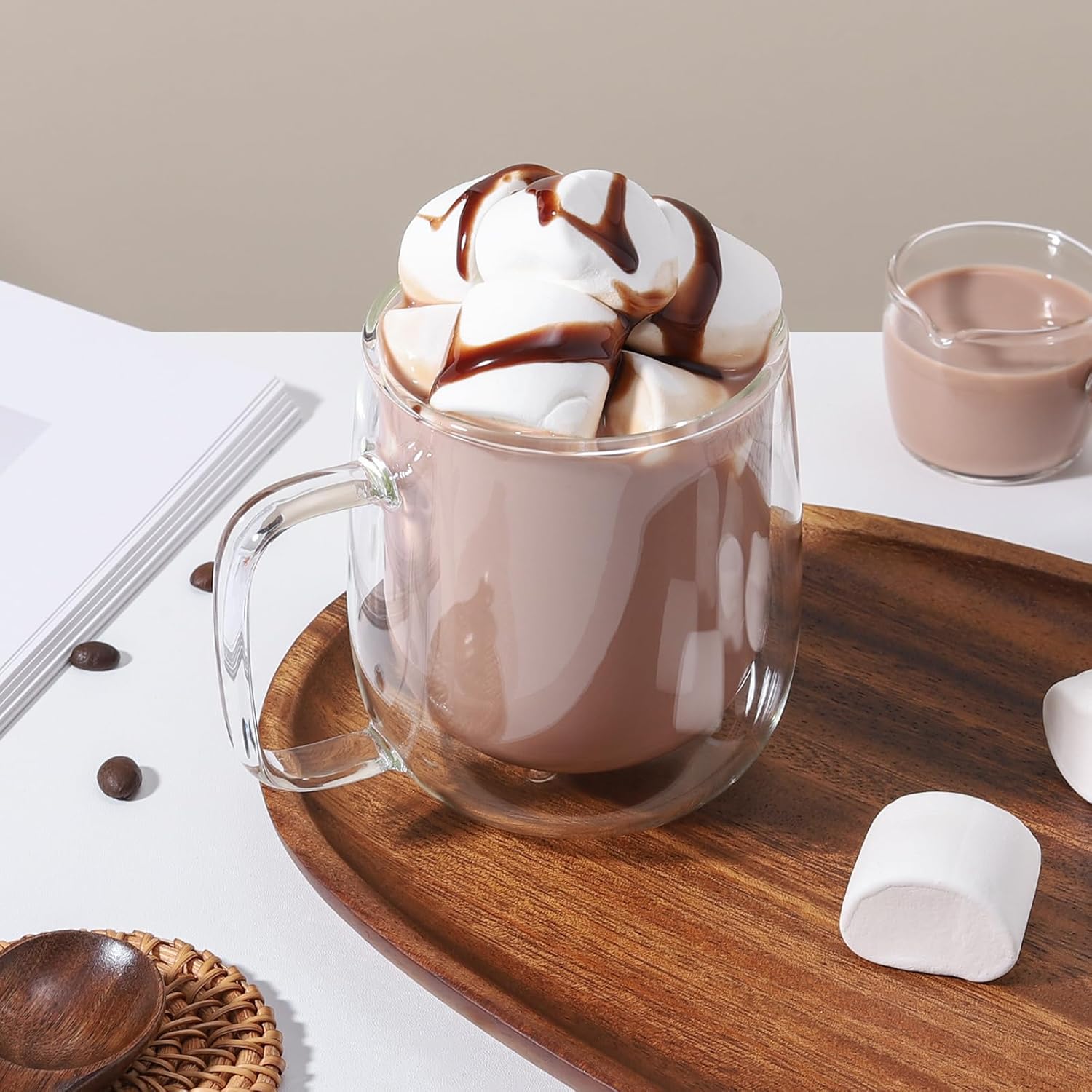 VKCHEF ダブルウォール グラスカップ 300ml 1個 二重構造 耐熱ガラス コーヒーカップ グラス マグコップ おしゃれ ティーカップ 保温 保冷 結露しない ギフト ガラス食器 食洗機対応