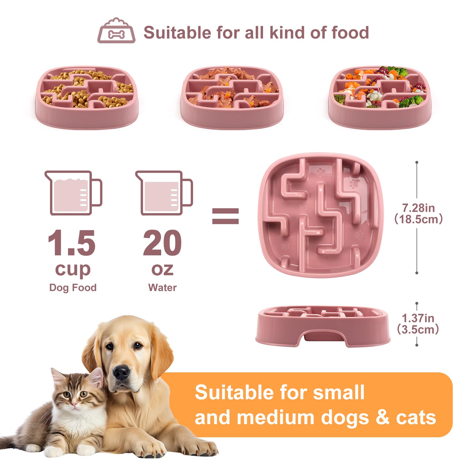 AVERYDAY Slow Feeder Dog Bowl For Large Breeds - 2.5 Cup Maze Design, Non-Slip Bottom For Fast Eaters