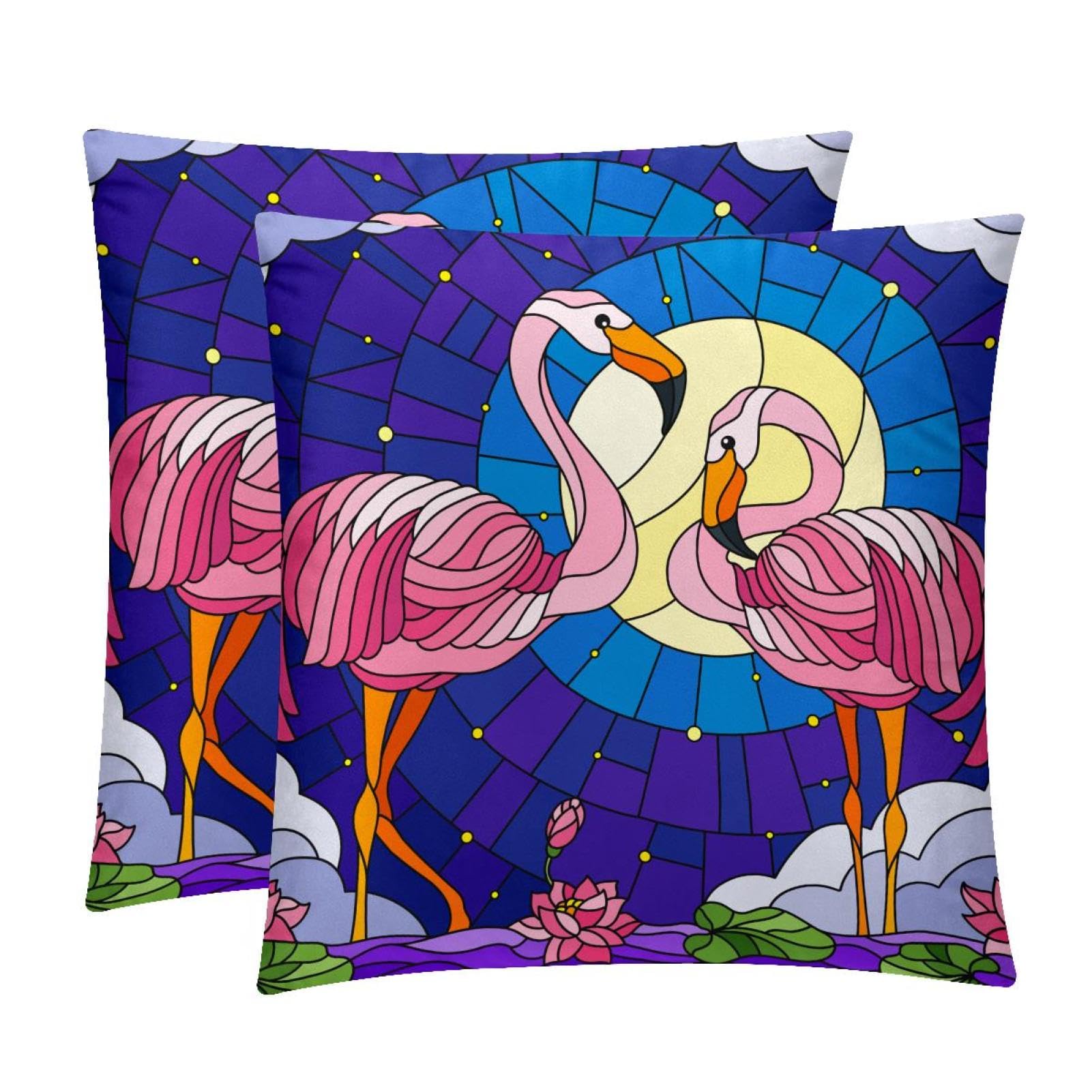 TDGKPZ Flamingo Throw Pillow Covers 2 Pack Pillowcases Soft Cozy Pillow Cases For Couch Bed Sofa 45x45cm