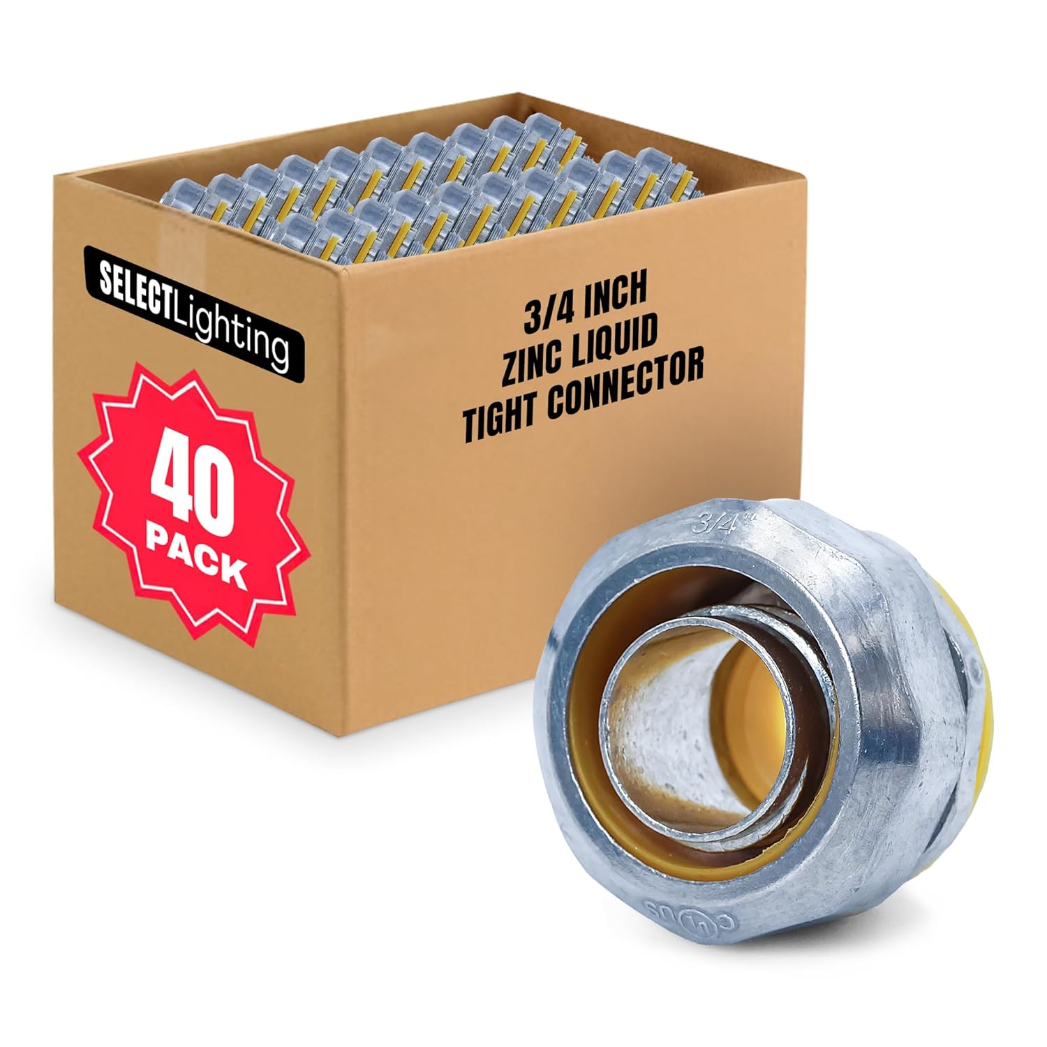 SELECT 10 Pack Lighting Zinc Liquid Tight Straight Connector, 1-1/2 Inch Electrical Connectors, Conduit Fittings, Safe and Rust Resistant