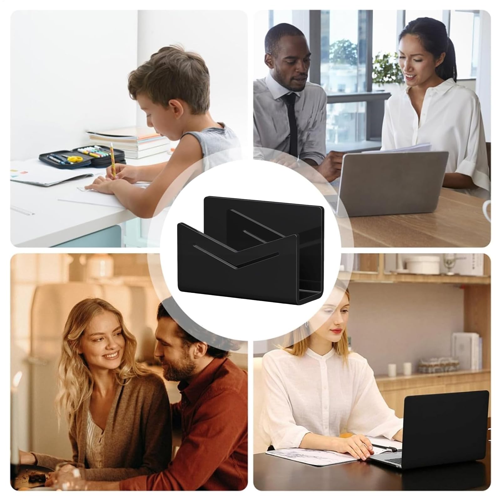 Soporte para correo de escritorio, pequeño soporte acrílico para archivos, estante de almacenamiento de archivos, clasificador de postales para documentos, recibos de papel, cuadernos, aula