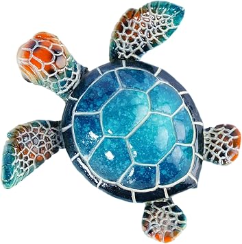 Mini Sea Turtle Collectible Figurines Colorful Resin Turtles Sea Turtle Decor for Home Coastal Tropical Bathroom Decor Unique Turtle Gifts for Women and Men, Blue