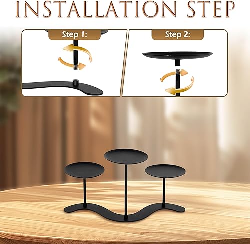 Miniatura 8 de Iron Candle Holder Fireplace: 3 Arms Metal Candelabra Centerpiece Decor - Candle Holder Stand for Candelabra Pillar Candles