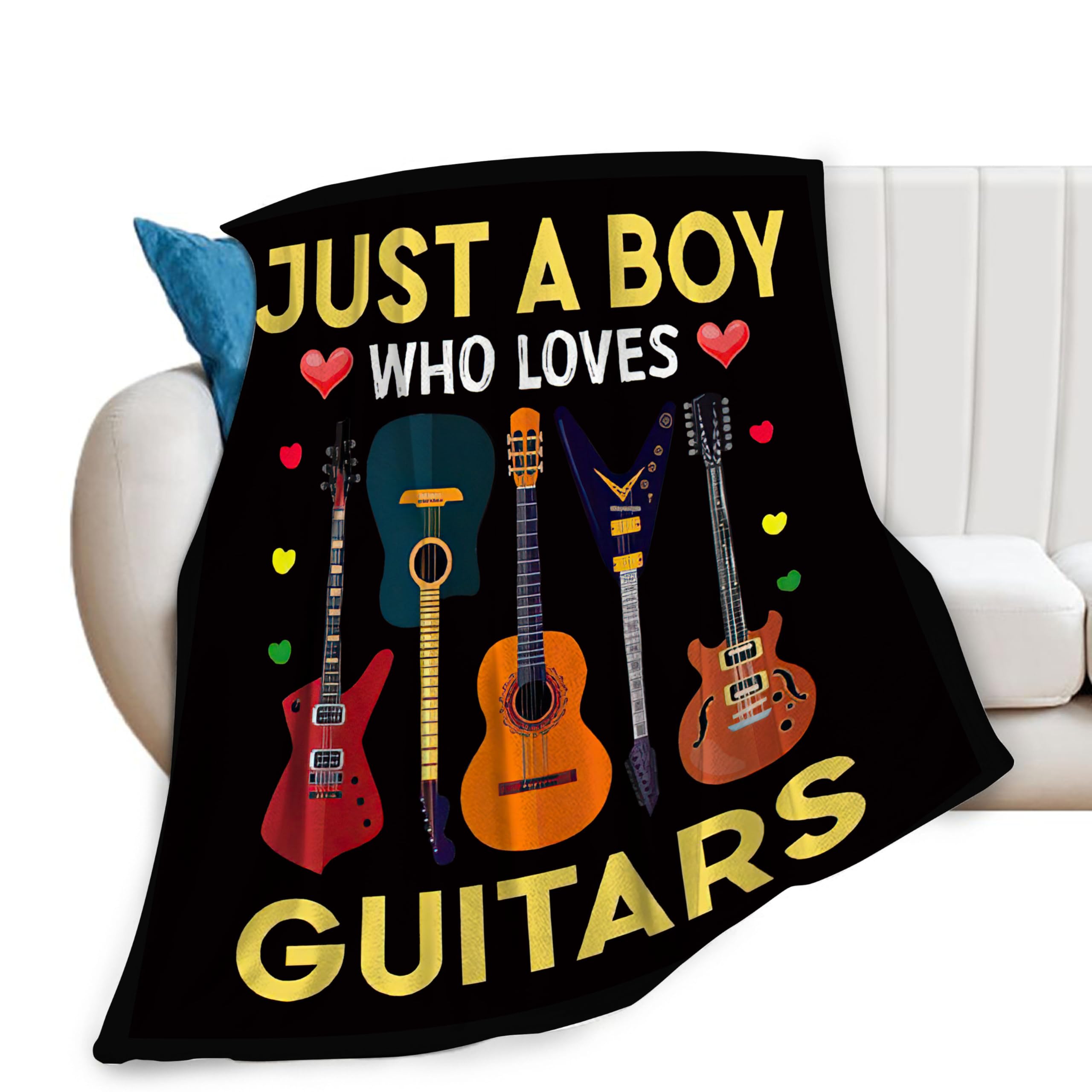 Xgidkew Boys Guitars Just A Who Love Blanket Guitar Music Decor Throw Blanket Gifts For Girls Super Warm Soft Plush Lightweight Fleece Flannel Blanket Winter Couch Bedding Blanket For Kids Women 40"X50"