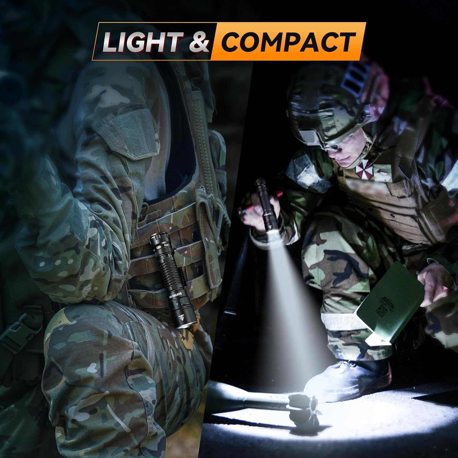 Sofirn SK1 Tactical Long Throw Flashlight, 1571 FT Distance, USB-C Rechargeable Flash Light with IP68 Waterproof, Rotary Switch Adjusts Tactical, Lockout and Duty Modes for Emergencies Rescue Search