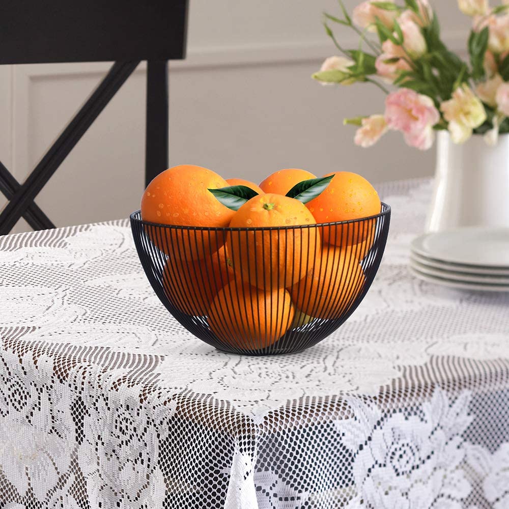 Jovilife Wire Fruit Bowl, Metal Wire Fruit Vegetable Bowl, Large Kitchen Fruit Bowl,10Inch, Fruit Basket for CountertopBlack