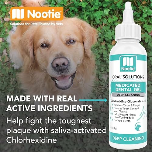 Miniatura 4 de Nootie Gel dental medicado para perros, refresca el aliento y limpia los dientes para perros, evita la placa y el cuidado bucal del perro, 4 onzas