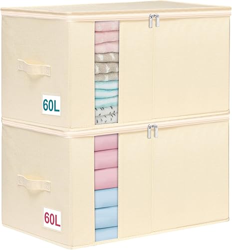 Contenedores de almacenamiento plegables con tapas paquete de 2 cajas de almacenamiento grandes para ropa organizadores de armario organizadores de