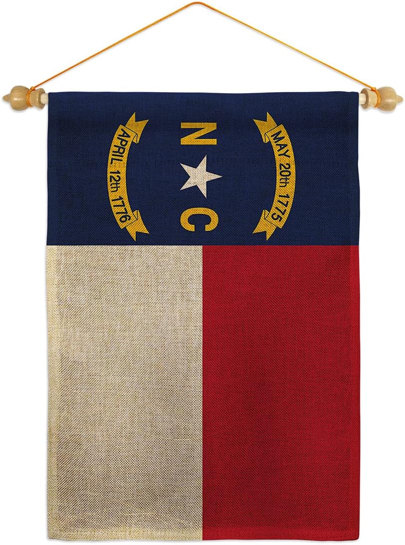 North Carolina Garden Flag Set with Stand Americana States USA American Territories Republic Country Particular Area Small Decorative Gift Yard House Banner Made In 13 X 18.5