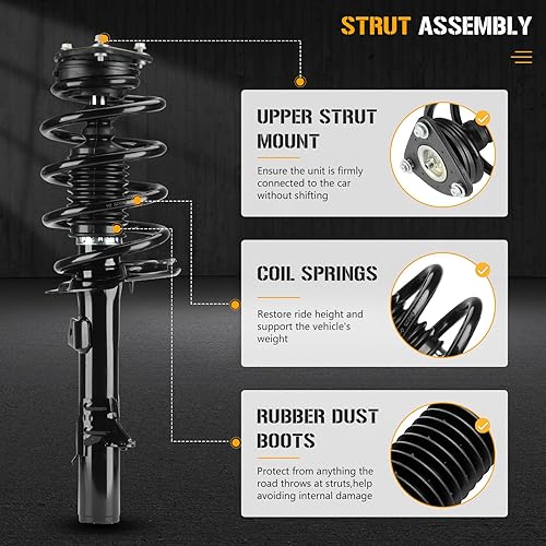 Miniatura 3 de Amortiguador completo delantero 172751 172750 apto para Ford Escape 2014 2015 2016 2017 2018 2019, con resorte helicoidal, 2 unidades