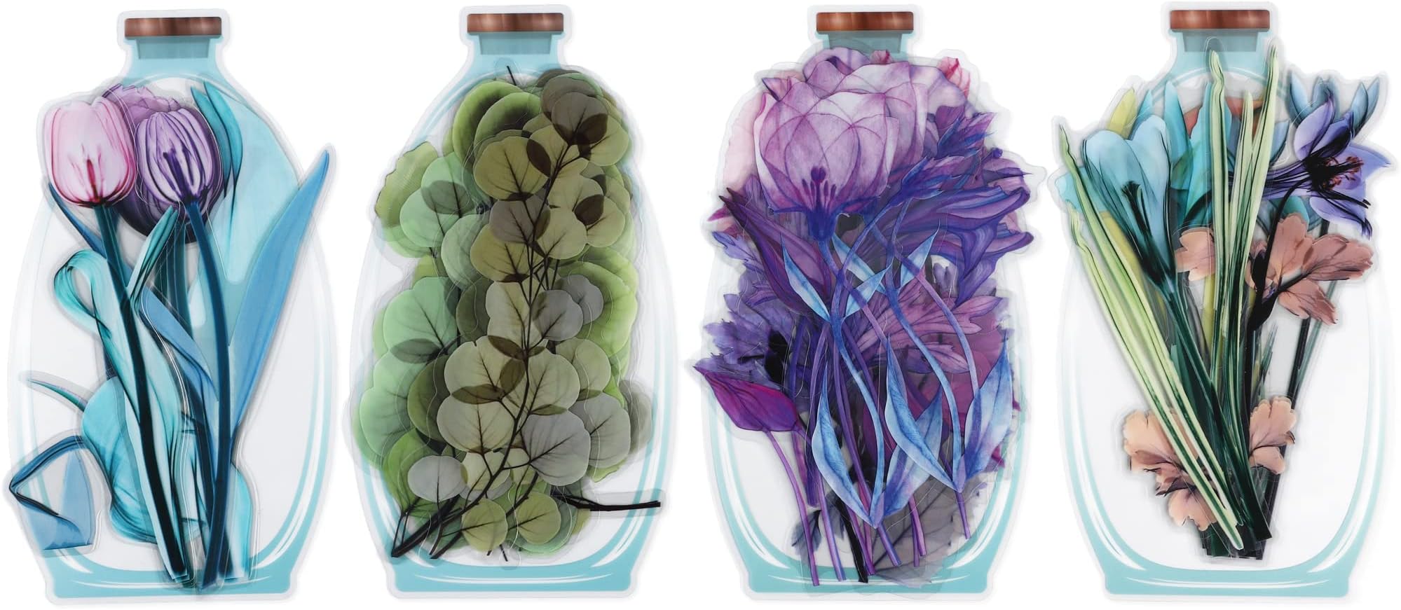 molshine 40Pcs PET Transparent Large Stickers, Flowers, Plants and Leaves Decals for DIY, Planner, Laptops, Skateboards, Luggage, Guitar, Bicycles, Books (B)