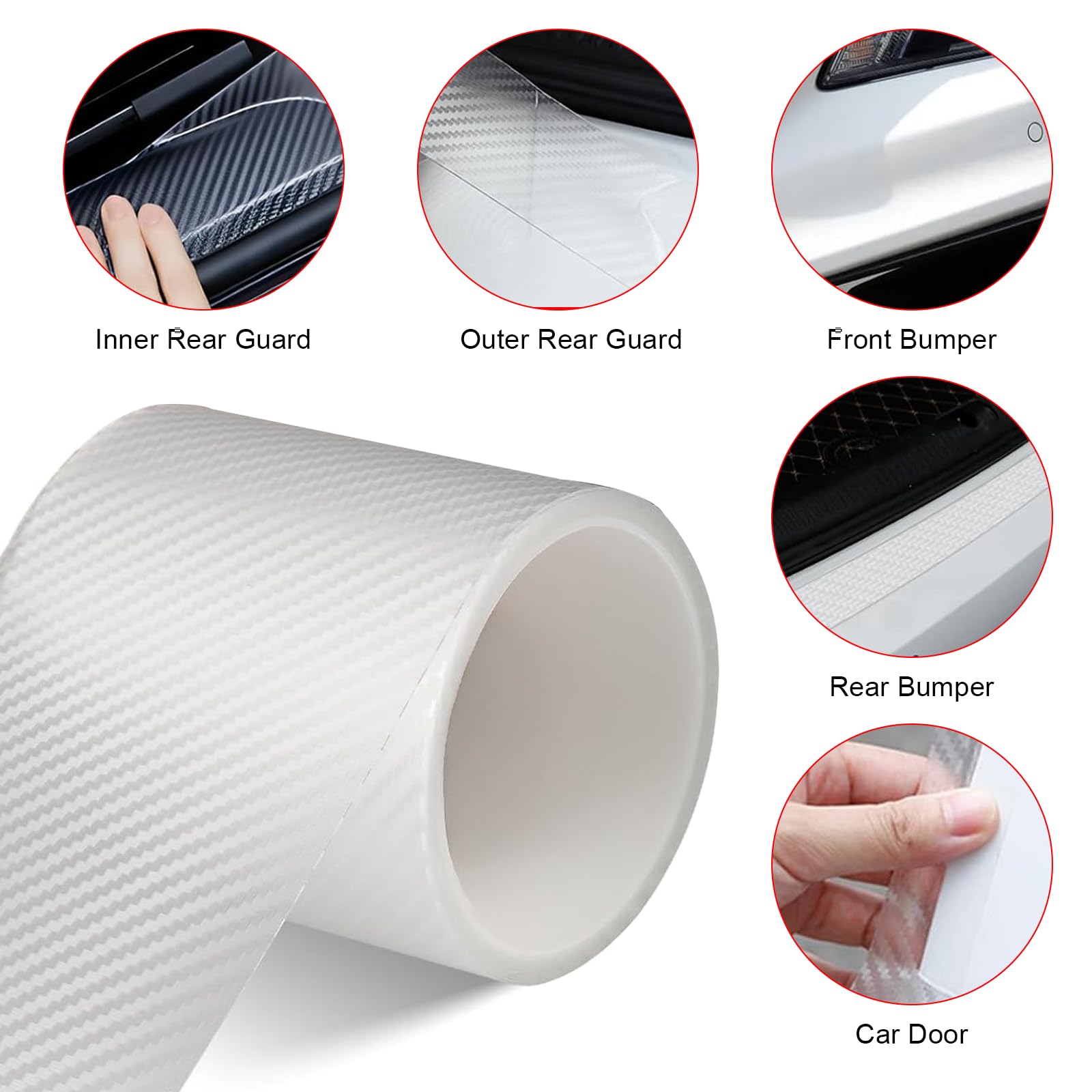 Protector Parachoques Coche, 10cm x 3m Vinilo Protector Bicicleta, Vinilo Fibra Carbono Para Moto, Adhesivo Protector para Marco de Bicicleta, Anti-Arañazos, para MTB, E-Bike