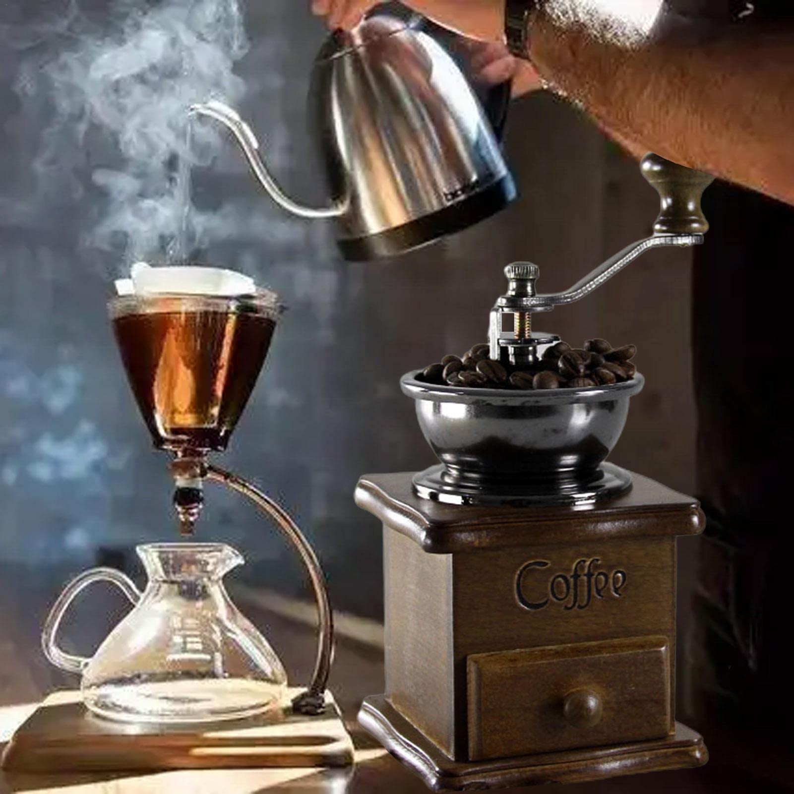 Amazon.co.jp: CosHall コーヒーミル 手挽き レトロ 挽きコーヒーミル