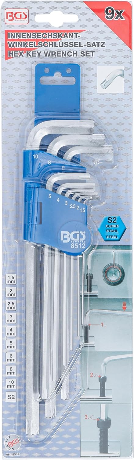 BGS 8512 | Special L-Type Wrench Set | internal Hexagon 1.5-10 mm | 9 pcs.
