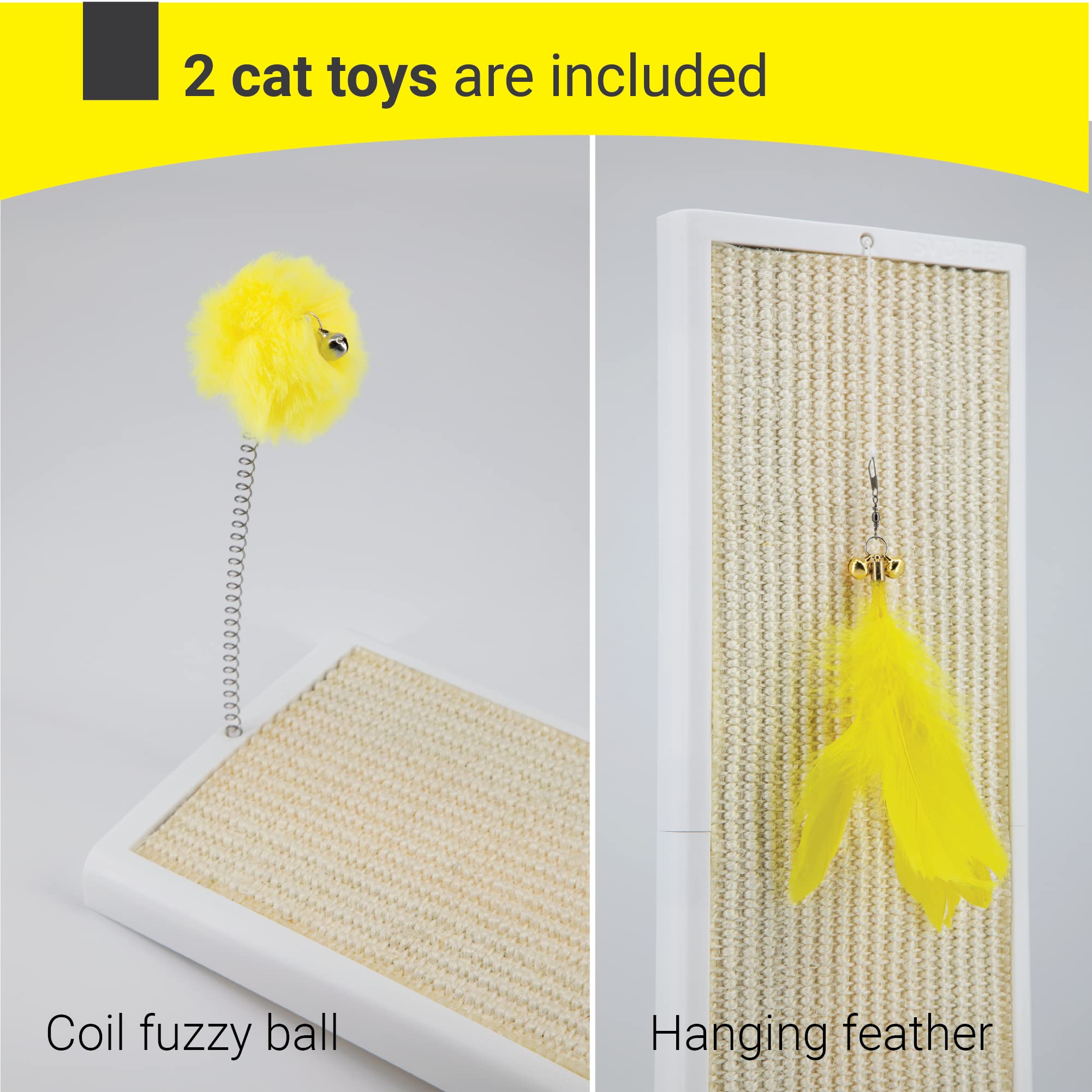 SVD.PET Kratzbaum, Katzen-Kratzbrett, Kätzchen-Kratzbaum mit austauschbarem natürlichem Sisal-Pad und Bürste, zur Wandmontage oder zum Boden, Katzenspielzeug im Lieferumfang enthalten (20 x 6,5)