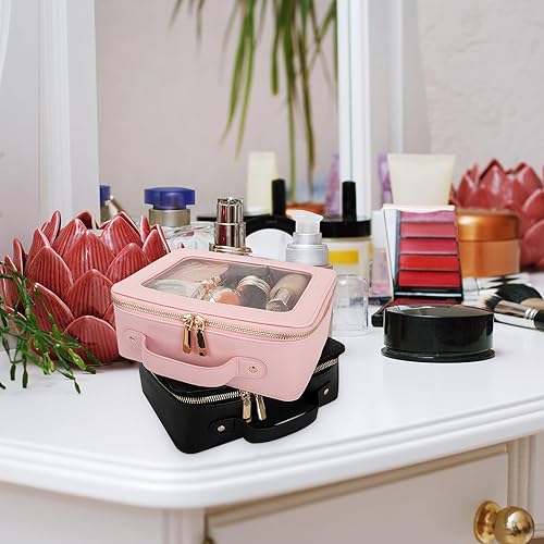 Miniatura 6 de Hoosel Bolsa de maquillaje transparente para artículos de aseo de viaje, estuche de cosméticos para mujeres, organizador con cremallera como regalo