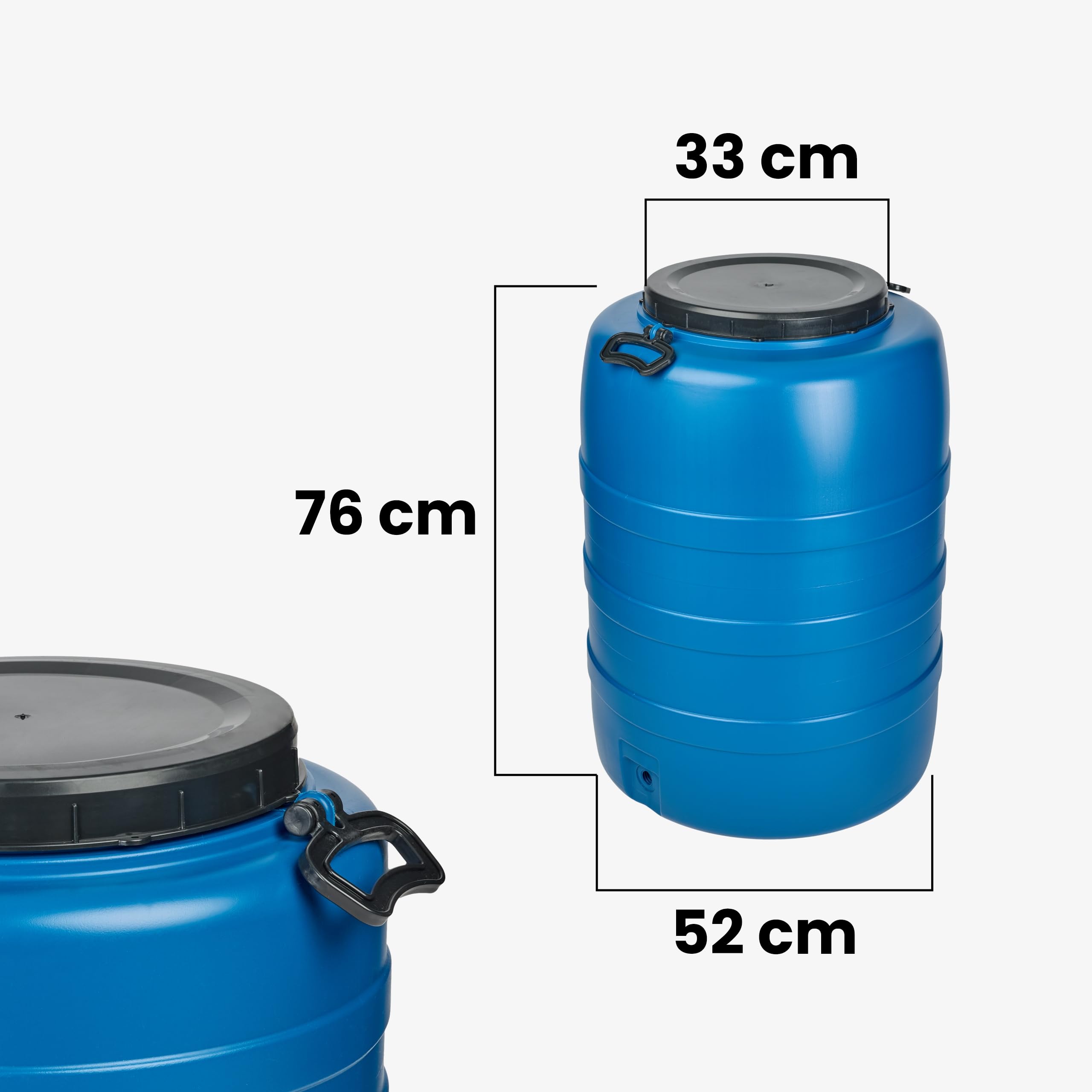 Garronda 120 L mit Hahn Weithalsfass aus HDPE als Kunststofffass und Wasserbehälter für Wasser und Lebensmittel zur Lagerung Fermentierung Regenfass GD-0186 Blau